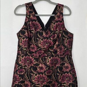 J. Crew Black Dress with Pink and Gold Floral Design
